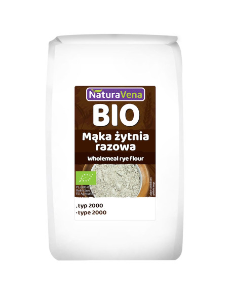 MĄKA ŻYTNIA RAZOWA TYP 2000 BIO 1 kg - NATURAVENA