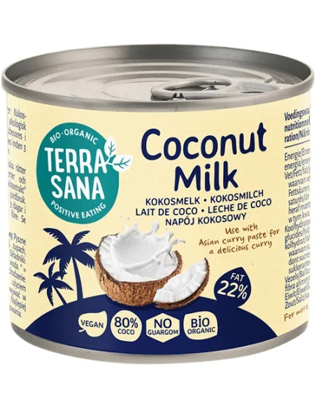 COCONUT MILK - NAPÓJ KOKOSOWY BEZ GUMY GUAR (22 % TŁUSZCZU) BIO 200 ml - TERRASANA