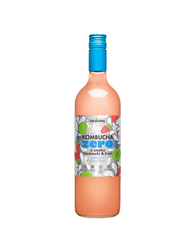KOMBUCHA O SMAKU TRUSKAWKI I KIWI ZERO % CUKRU 750 ml - DELIKATNA