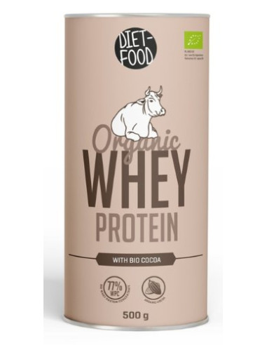 BIAŁKO SERWATKOWE Z KAKAO (KONCENTRAT WPC 77) BIO 500 g - DIET-FOOD