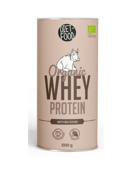 BIAŁKO SERWATKOWE Z KAKAO (KONCENTRAT WPC 77) BIO 500 g - DIET-FOOD
