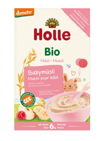 KASZKA ZBOŻOWA MUSLI MALINA - JABŁKO - BANAN BEZ DODATKU CUKRÓW OD 6 MIESIĄCA DEMETER BIO 250 g - HOLLE