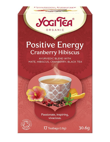 HERBATKA POZYTYWNA ENERGIA ŻURAWINA - HIBISKUS (POSITIVE ENERGY CRANBERRY HIBISCUS) BIO (17 x 1,8 g) 30,6 g - YOGI TEA