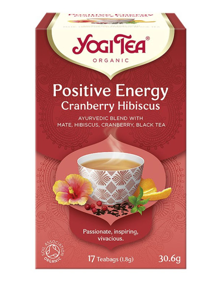 HERBATKA POZYTYWNA ENERGIA ŻURAWINA - HIBISKUS (POSITIVE ENERGY CRANBERRY HIBISCUS) BIO (17 x 1,8 g) 30,6 g - YOGI TEA