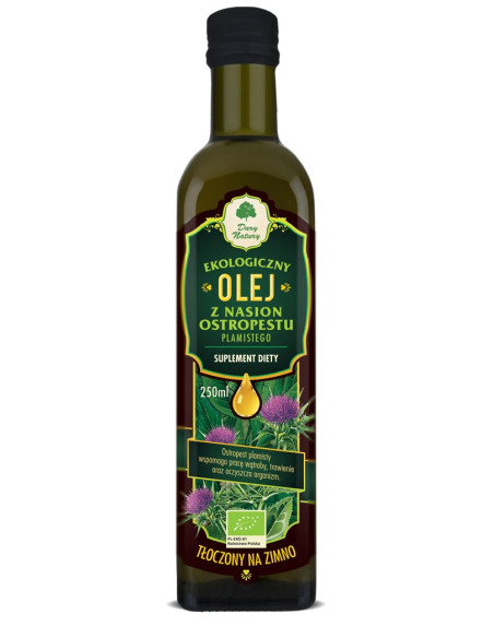 OLEJ Z OSTROPESTU PLAMISTEGO TŁOCZONY NA ZIMNO BIO 250 ml - DARY NATURY