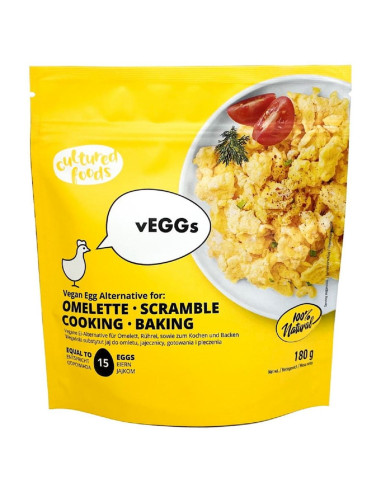 ROŚLINNY ZAMIENNIK 15 JAJ DO JAJECZNICY, OMLETU, QUICHE I INNYCH DAŃ JAJECZNYCH BEZGLUTENOWY 180 g - CULTURED FOODS