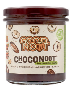 KREM Z ORZECHÓW LASKOWYCH I KAKAO BEZ DODATKU CUKRÓW 330 g - GOOD NOOT