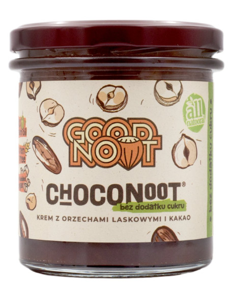 KREM Z ORZECHÓW LASKOWYCH I KAKAO BEZ DODATKU CUKRÓW 330 g - GOOD NOOT