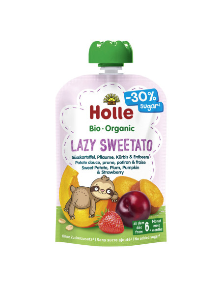 MUS SŁODKI LENIWIEC (BATAT - ŚLIWKA - DYNIA - TRUSKAWKA) BEZ DODATKU CUKRÓW BEZGLUTENOWY OD 6 MIESIĄCA DEMETER BIO 100 g - HOLLE