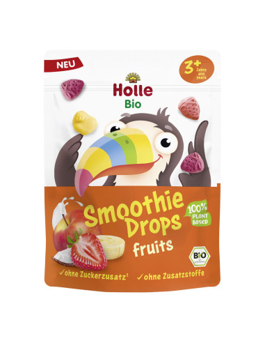 CHRUPKI OWOCOWE LIOFILIZOWANE DO SMOOTHIE BEZ DODATKU CUKRÓW OD 3 ROKU BIO 15 g - HOLLE