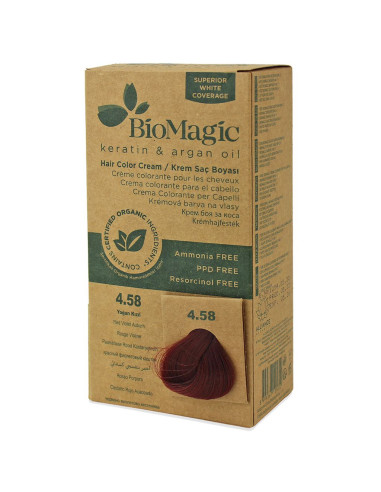 FARBA DO WŁOSÓW CZERWONY KASZTAN (4.58) 250 g - BIOMAGIC