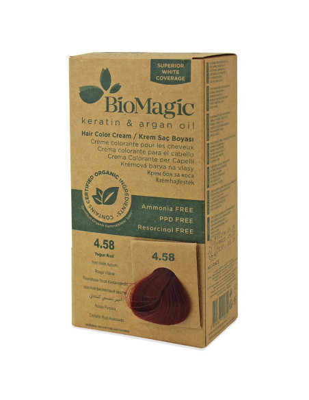 FARBA DO WŁOSÓW CZERWONY KASZTAN (4.58) 250 g - BIOMAGIC