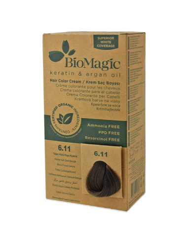 FARBA DO WŁOSÓW INTENSYWNY POPIELATY CIEMNY BLOND (6.11) 250 g - BIOMAGIC