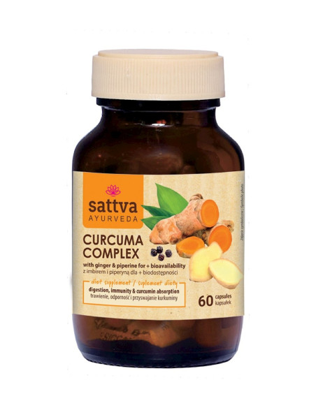 KURKUMA Z IMBIREM I PIPERYNĄ 60 KAPSUŁEK - SATTVA (AYURVEDA)