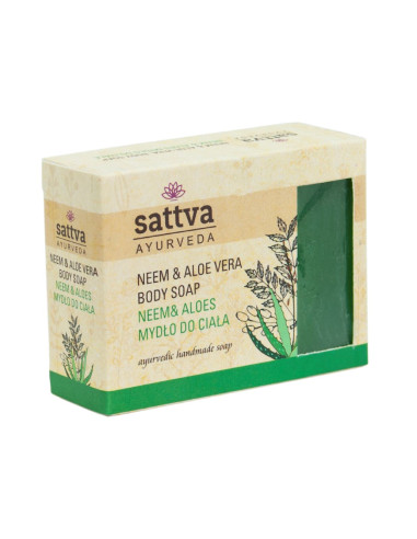 MYDŁO W KOSTCE DO CIAŁA NEEM I ALOES 125 g - SATTVA (AYURVEDA)