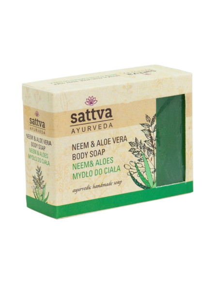 MYDŁO W KOSTCE DO CIAŁA NEEM I ALOES 125 g - SATTVA (AYURVEDA)