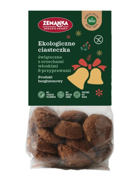 CIASTKA ŚWIĄTECZNE Z ORZECHAMI WŁOSKIMI I PRZYPRAWAMI KORZENNYMI BEZGLUTENOWE BIO 100 g - ZEMANKA (PRODUKT SEZONOWY)