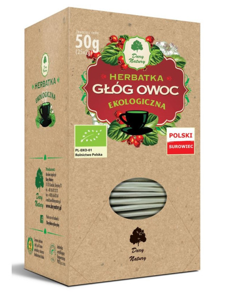 HERBATKA OWOC GŁOGU BIO (25 x 2 g) 50 g - DARY NATURY