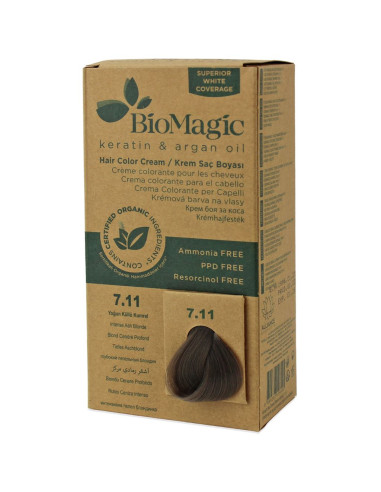 FARBA DO WŁOSÓW INTENSYWNY POPIELATY BLOND (7.11) 250 g - BIOMAGIC