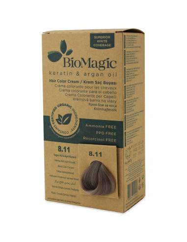 FARBA DO WŁOSÓW INTENSYWNY POPIELATY JASNY BLOND (8.11) 250 g - BIOMAGIC