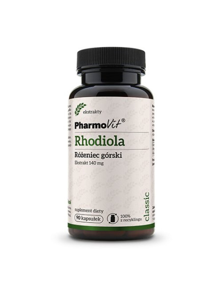 RHODIOLA - RÓŻENIEC GÓRSKI EKSTRAKT (140 mg) BEZGLUTENOWY 90 KAPSUŁEK - PHARMOVIT (CLASSIC)