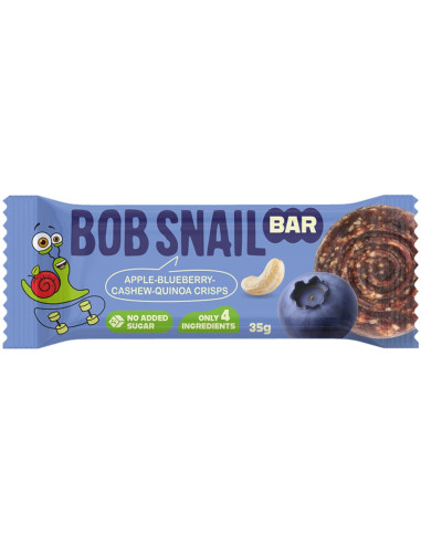 BATON JABŁKO - BORÓWKA - ORZECHY NERKOWCA BEZ DODATKU CUKRÓW 35 g - BOB SNAIL