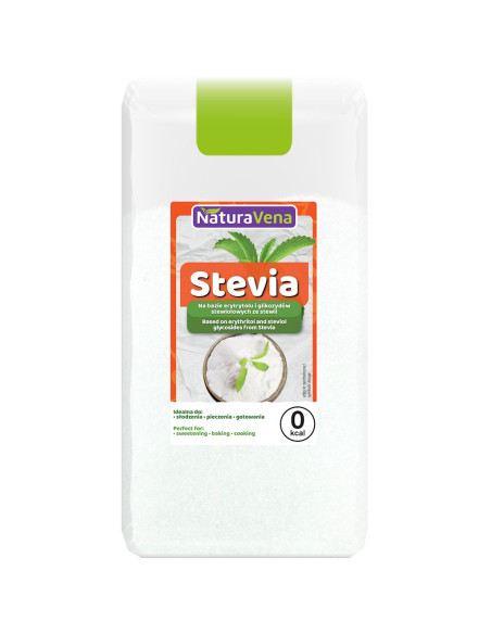 STEVIA (NA BAZIE ERYTRYTOLU I GLIKOZYDÓW STEWIOLOWYCH ZE STEWII) 500 g - NATURAVENA