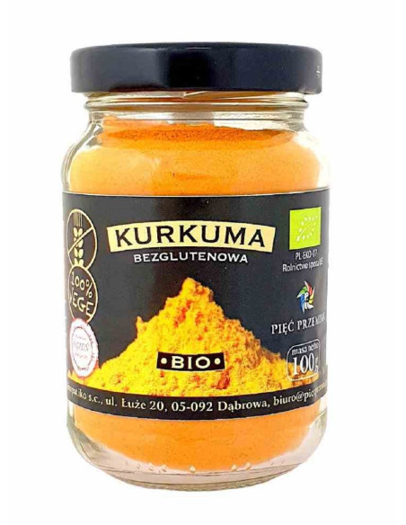 KURKUMA MIELONA BEZGLUTENOWA BIO 100 g - PIĘĆ PRZEMIAN