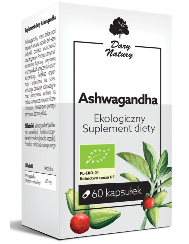 ASHWAGANDHA BIO (520 mg) 60 KAPSUŁEK - DARY NATURY