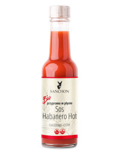 PRZYPRAWA WEGAŃSKA W PŁYNIE HABANERO HOT BEZGLUTENOWA BIO 140 ml - SANCHON
