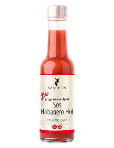 PRZYPRAWA WEGAŃSKA W PŁYNIE HABANERO HOT BEZGLUTENOWA BIO 140 ml - SANCHON