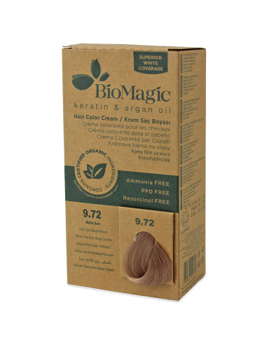 FARBA DO WŁOSÓW BARDZO JASNY BEŻOWY BLOND (9.72) 250 g - BIOMAGIC