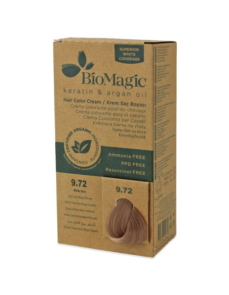 FARBA DO WŁOSÓW BARDZO JASNY BEŻOWY BLOND (9.72) 250 g - BIOMAGIC