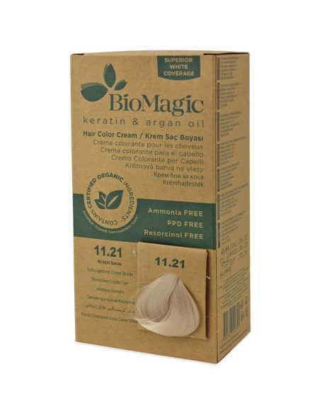 FARBA DO WŁOSÓW EXTRA JASNY KRYSZTAŁOWY BLOND (11.21) 250 g - BIOMAGIC