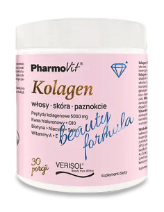 KOLAGEN O SMAKU BRZOSKWINIA - BANAN BEAUTY FORMULA BEZGLUTENOWY W PROSZKU 174 g - PHARMOVIT