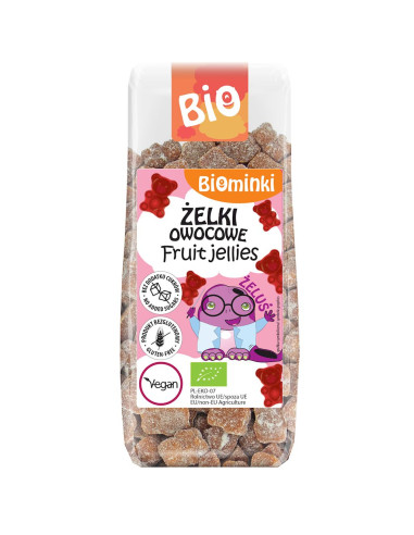 ŻELKI OWOCOWE BEZ DODATKU CUKRÓW BEZGLUTENOWE BIO 150 g - BIOMINKI