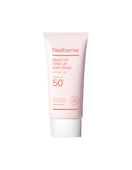 KREM PRZECIWSŁONECZNY KOREAŃSKI NAWILŻAJĄCO - ROZŚWIETLAJĄCY DO TWARZY PEACH FIT TONE-UP SPF 50 50 ml - REAL BARRIER