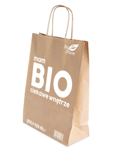 TORBA PAPIEROWA DUŻA Z LOGO BIO PLANET (31 cm x 12 cm x 41 cm)