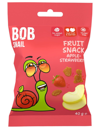 ŻELKI JABŁKO - TRUSKAWKA BEZ ŻELATYNY BEZGLUTENOWE 40 g - BOB SNAIL