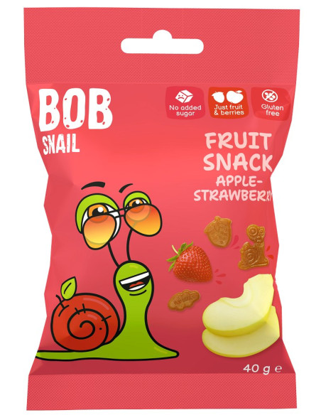 ŻELKI JABŁKO - TRUSKAWKA BEZ ŻELATYNY BEZGLUTENOWE 40 g - BOB SNAIL