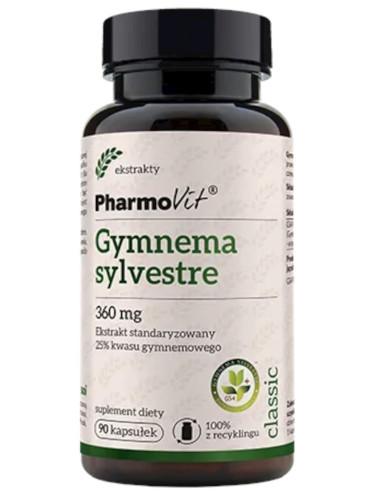 GURMAR EKSTRAKT (GYMNEMA SYLVESTRE) (360 mg) BEZGLUTENOWA 90 KAPSUŁEK - PHARMOVIT (CLASSIC)