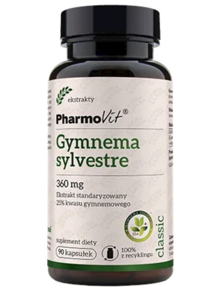GURMAR EKSTRAKT (GYMNEMA SYLVESTRE) (360 mg) BEZGLUTENOWA 90 KAPSUŁEK - PHARMOVIT (CLASSIC)