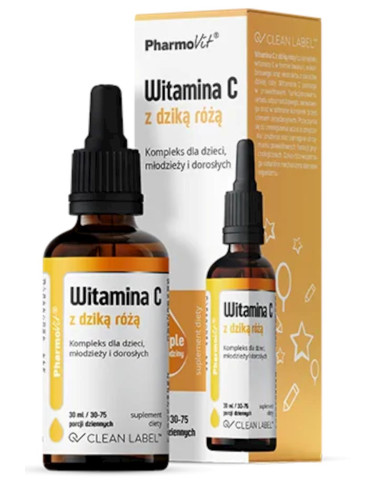 WITAMINA C Z DZIKĄ RÓŻĄ BEZGLUTENOWA W KROPLACH 30 ml - PHARMOVIT