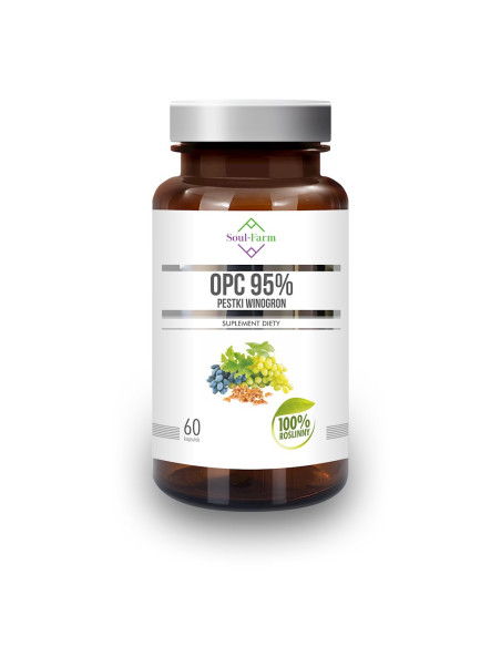 PESTKI WINOGRON EKSTRAKT 95 % OPC (450 mg) 60 KAPSUŁEK - SOUL FARM