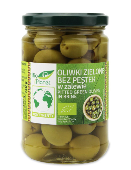 OLIWKI ZIELONE BEZ PESTEK W ZALEWIE BIO 280 g (150 g) - BIO PLANET