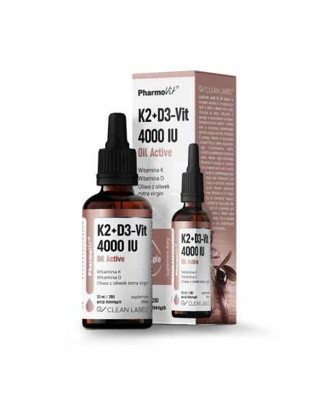 WITAMINA K2 + D3 W KROPLACH BEZGLUTENOWE 30 ml - PHARMOVIT (CLEAN LABEL)