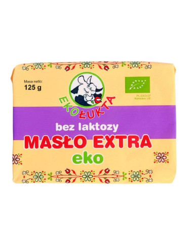 MASŁO EKSTRA KOSTKA BEZ LAKTOZY (82 % TŁUSZCZU)  BIO 125 g - EKO ŁUKTA