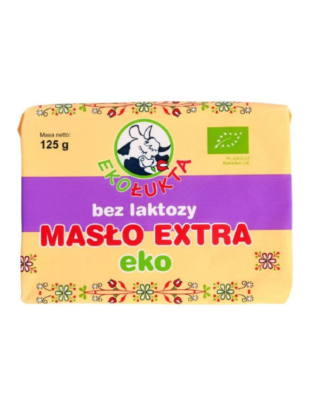 MASŁO EKSTRA KOSTKA BEZ LAKTOZY (82 % TŁUSZCZU)  BIO 125 g - EKO ŁUKTA