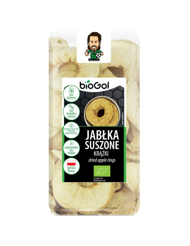 JABŁKA SUSZONE KRĄŻKI BEZGLUTENOWE BIO 50 g - BIO GOL