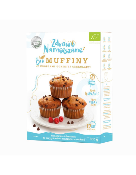 MIESZANKA NA MUFFINY Z CZEKOLADĄ GORZKĄ BEZGLUTENOWA BIO 300 g - ZDROWO NAMIESZANE